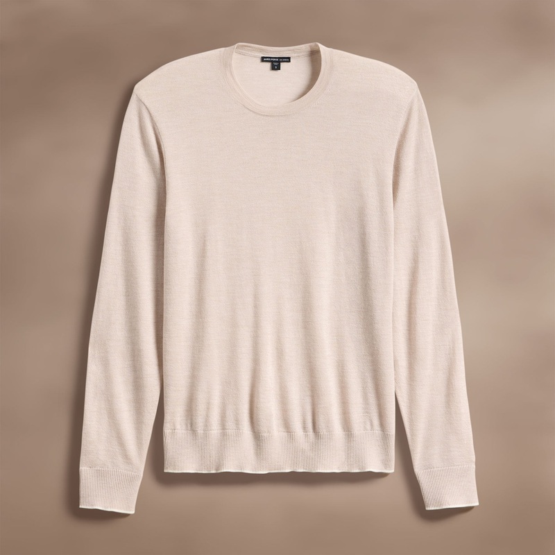 Ultrafine Cashmere Tipped Crew – Balsa/Ivory