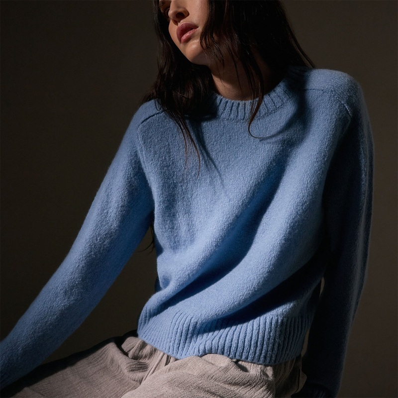 Cashmere Saddle Shoulder Crew Neck – Azure