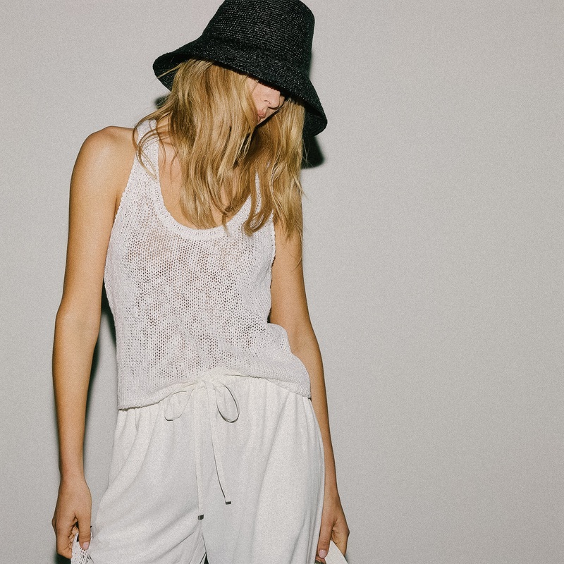 Cotton Linen Knit Tank – White
