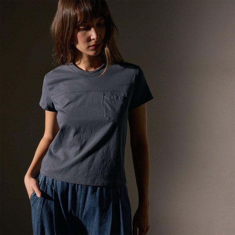 Cotton Linen Retro Pocket Tee – Asphalt