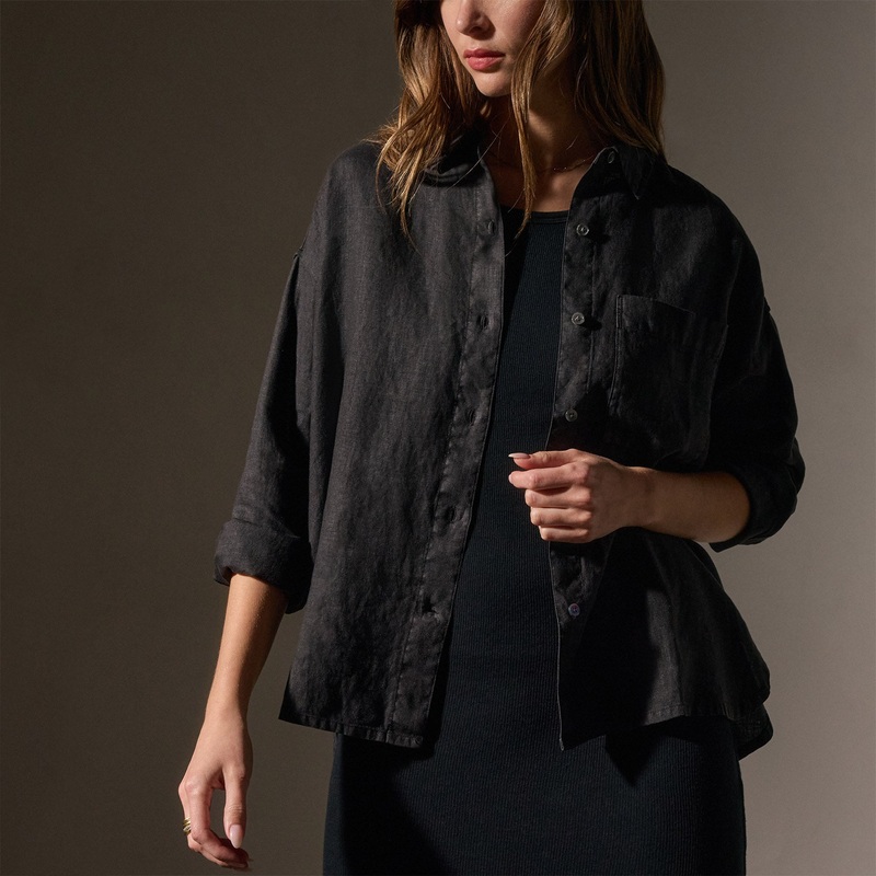 Linen Oversized Shirt – Black