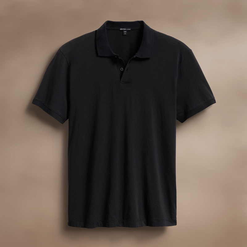 Luxe Lotus Jersey Polo – Black