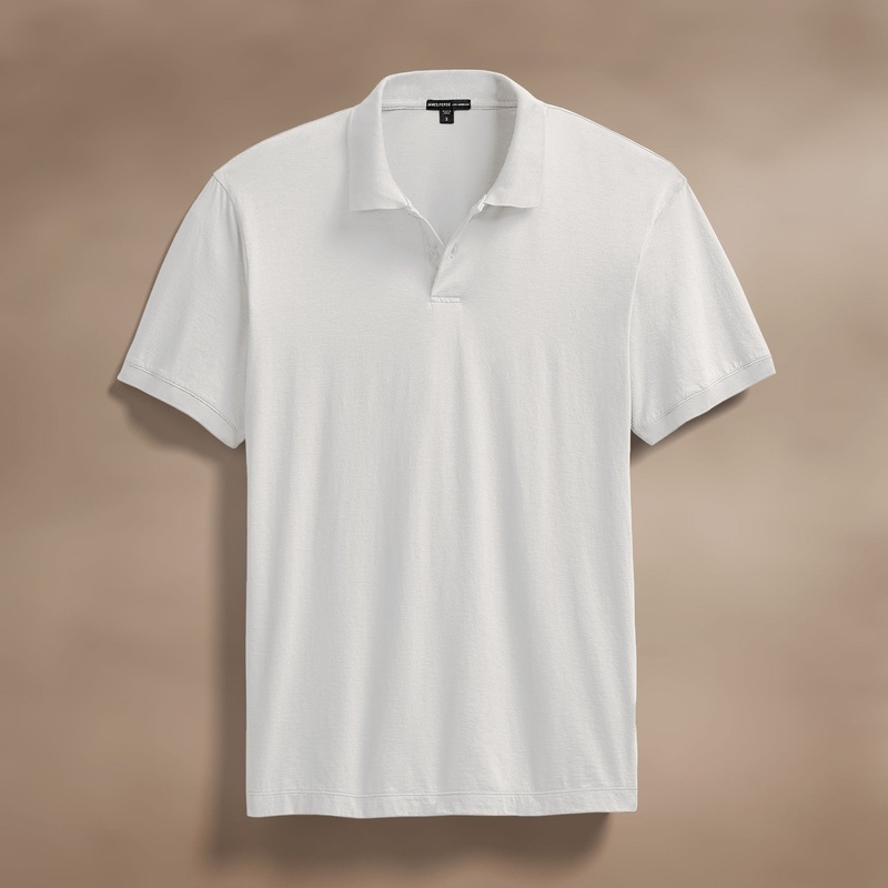 Luxe Lotus Jersey Polo – White