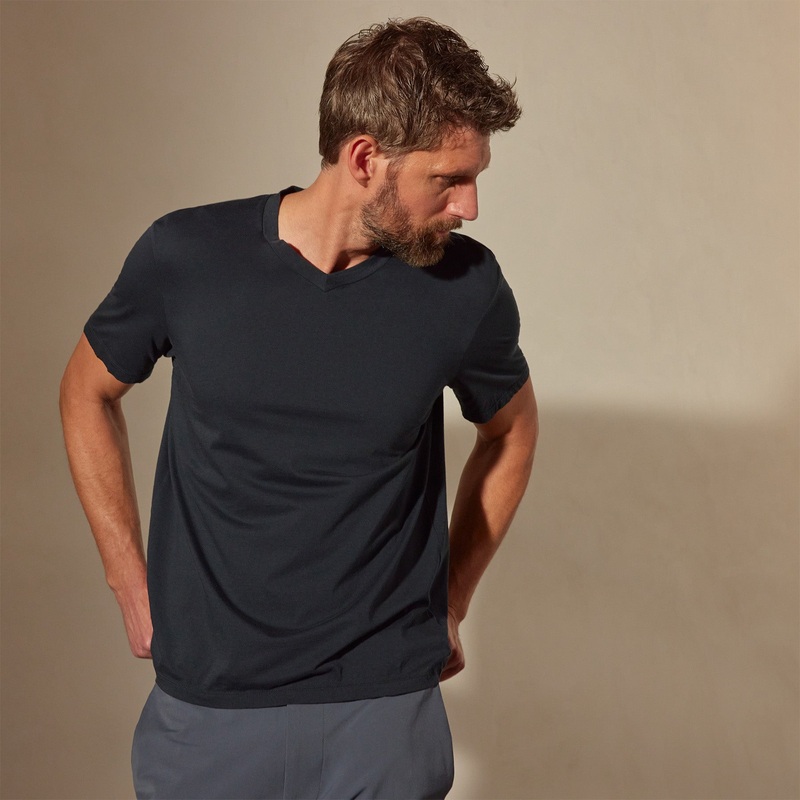 Luxe Lotus Jersey V Neck – French Navy