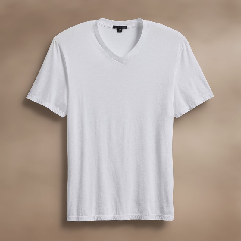 Luxe Lotus Jersey V Neck – White