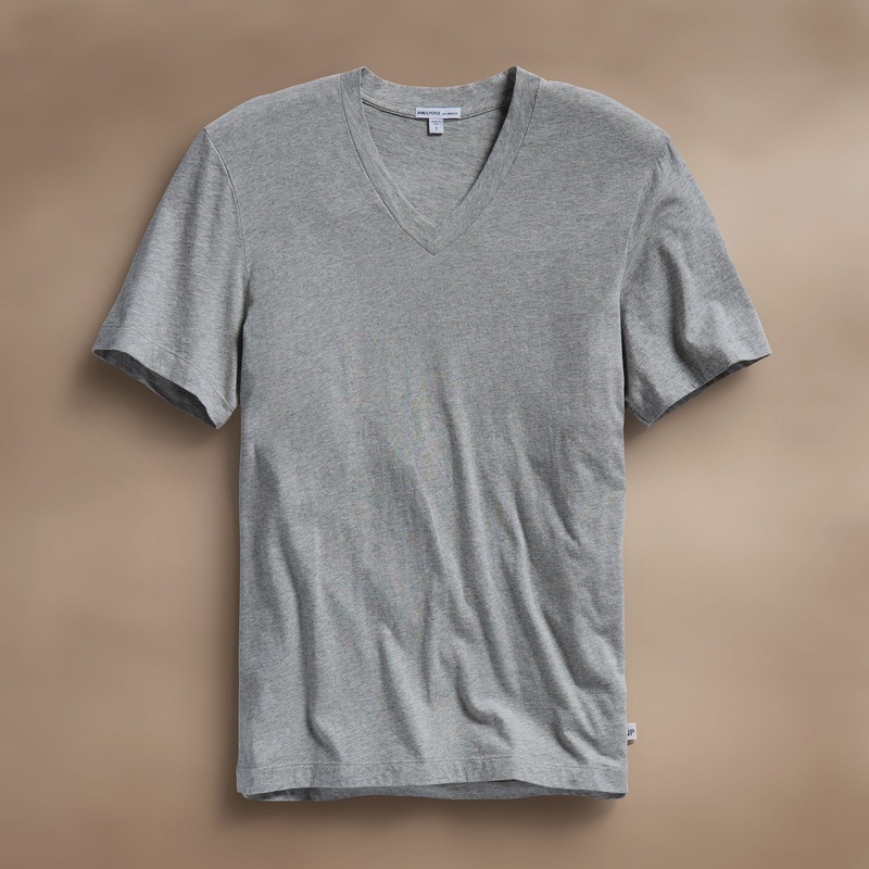 Short Sleeve V Neck – Heather Grey