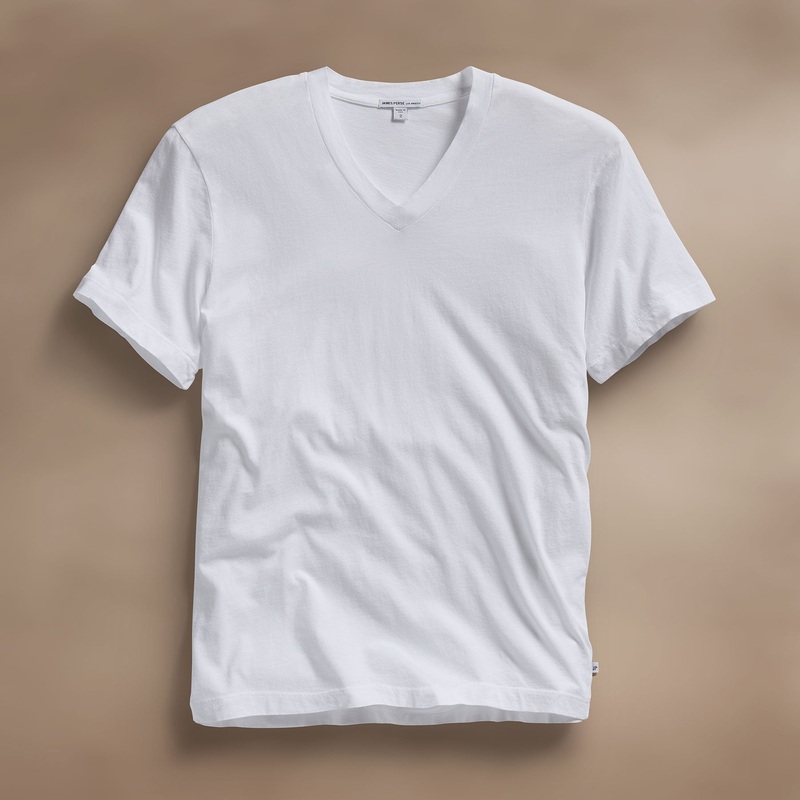 Short Sleeve V Neck – White
