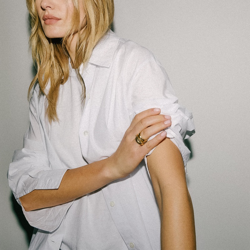 Stretch Poplin Button Up – White