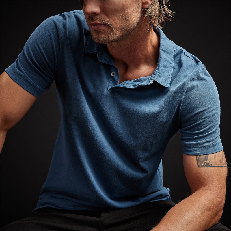 Sueded Jersey Polo – Lake Pigment