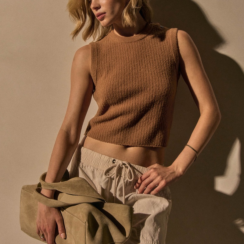 Brushed Merino Cashmere Blend Tank – Whiskey