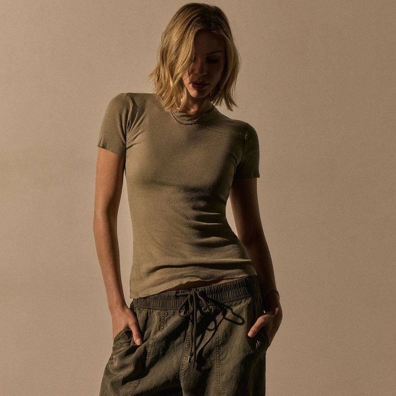 Cotton Cashmere Blend Ribbed Crew – Overcast