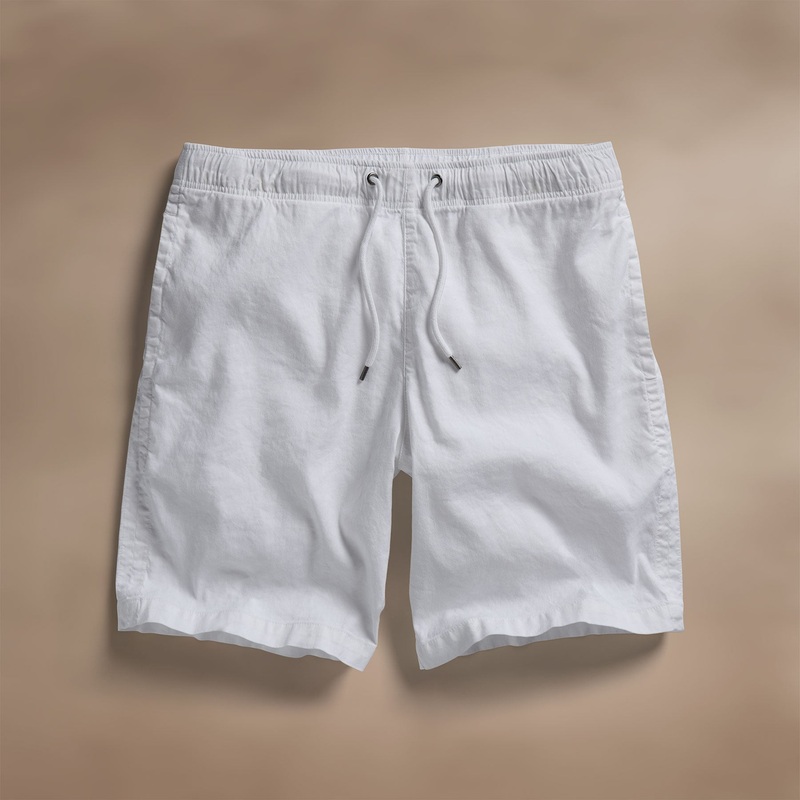 Linen Blend Jogger Short – White