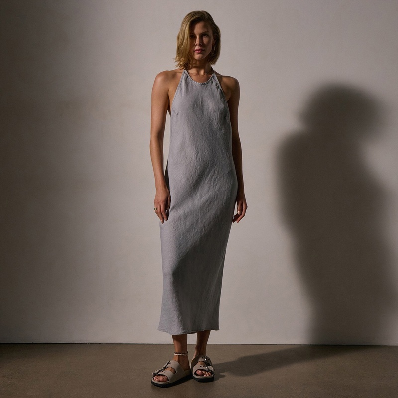 Linen Halter Dress – Grey Sky Pigment
