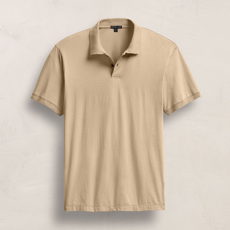 Luxe Lotus Jersey Polo – Light Khaki