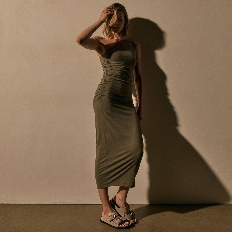 One Shoulder Ruched Dress – Birch