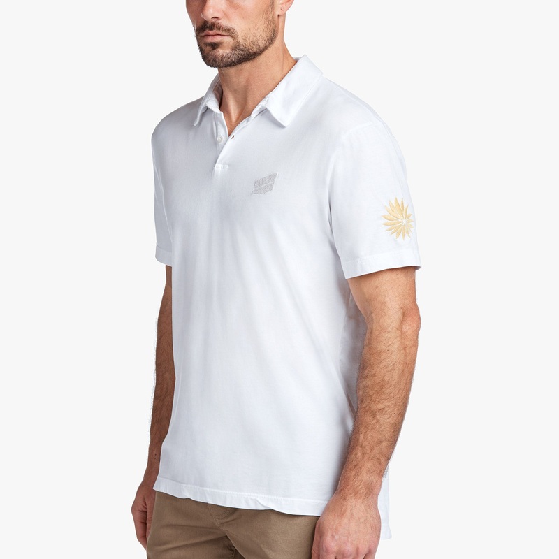 Sueded Jersey Bar Graphic Polo – White