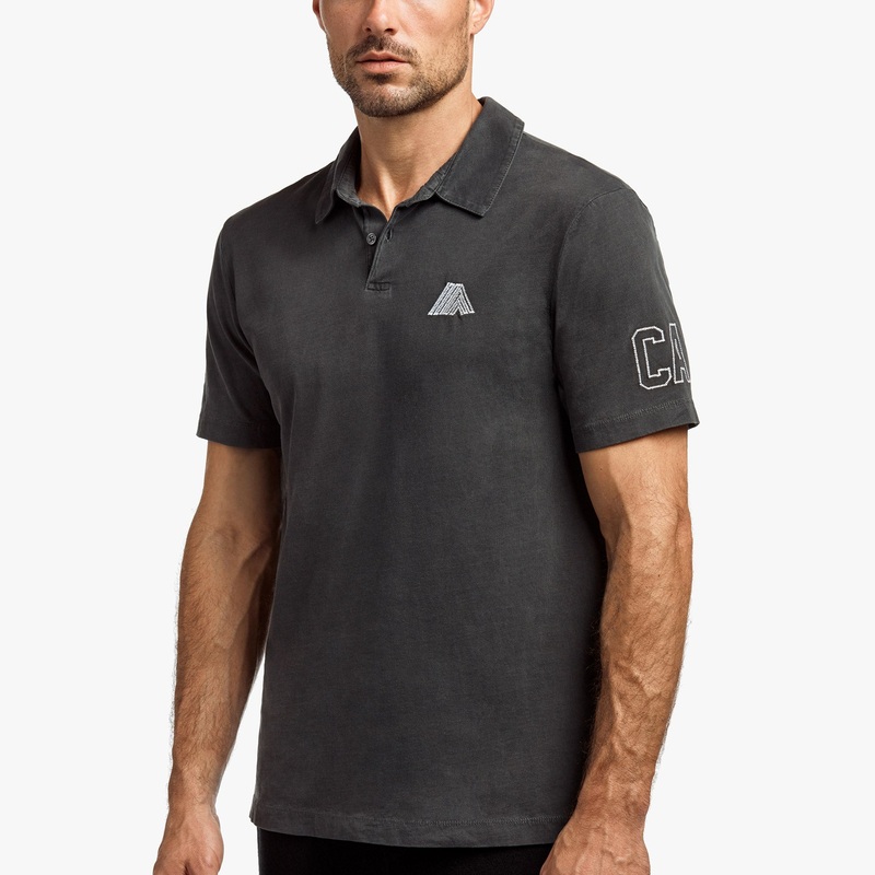 Sueded Jersey Mountain Graphic Polo – Carbon Pigment