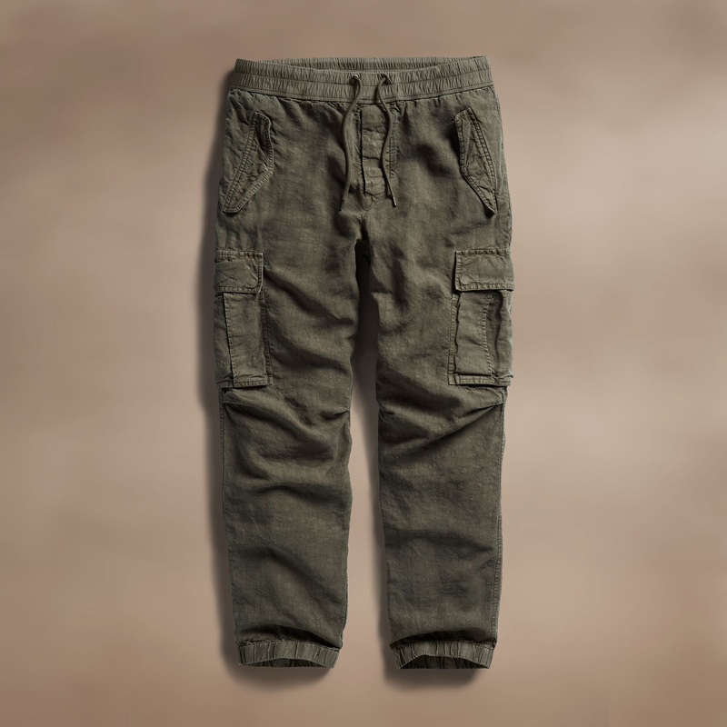 Textured Linen Flight Pant – Army Green