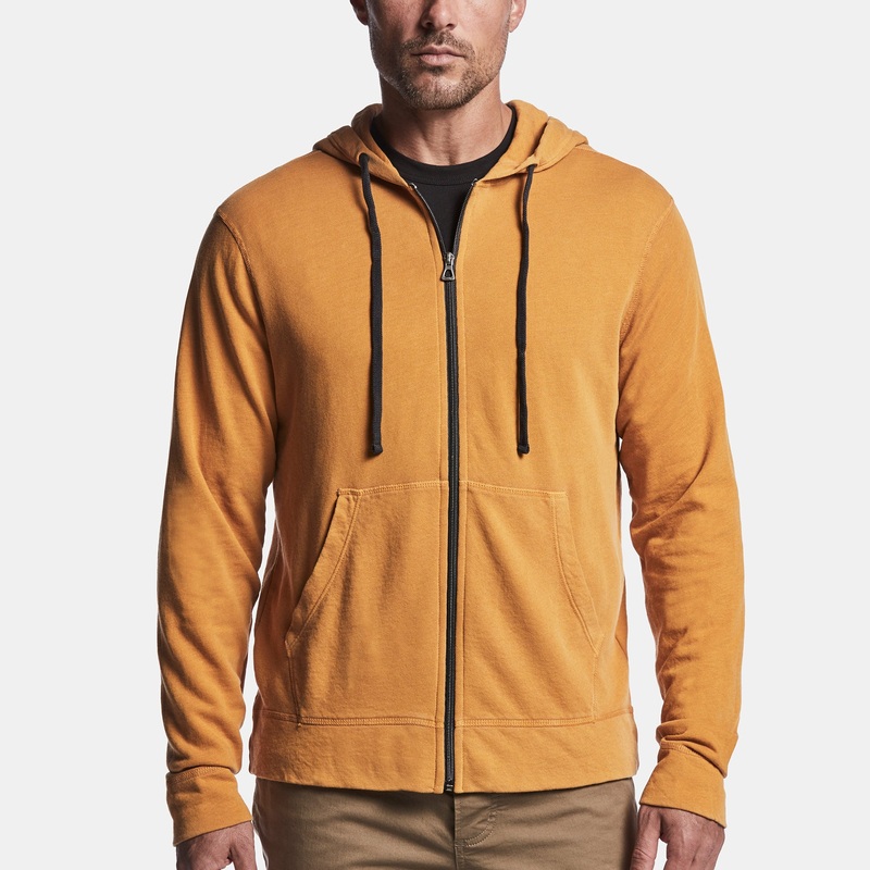 Vintage French Terry Zip Up Hoodie – Brass Pigment