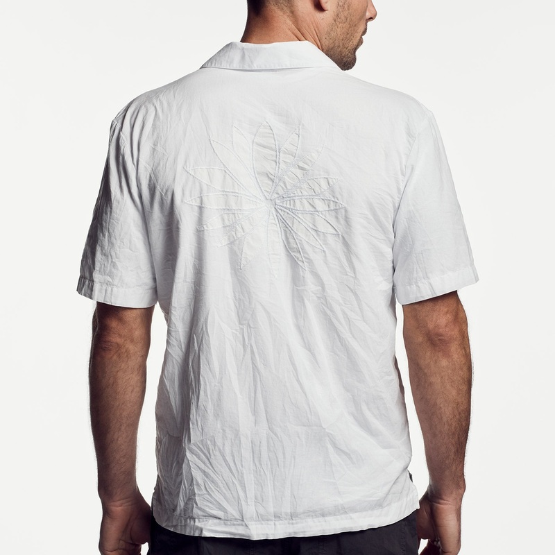 Voile Lotus Embroidered Shirt – White