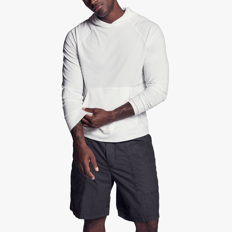 Brushed Stretch Jersey Hoodie – White