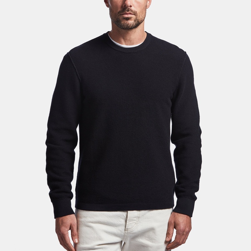 Cotton Cashmere Thermal Pullover – Black