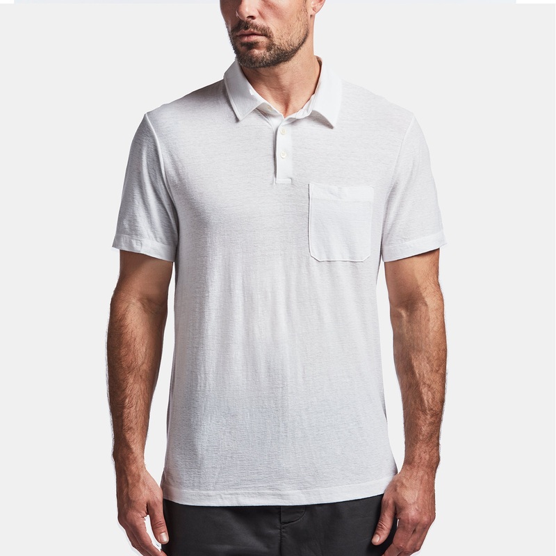 Cotton Linen Jersey Pocket Polo – White