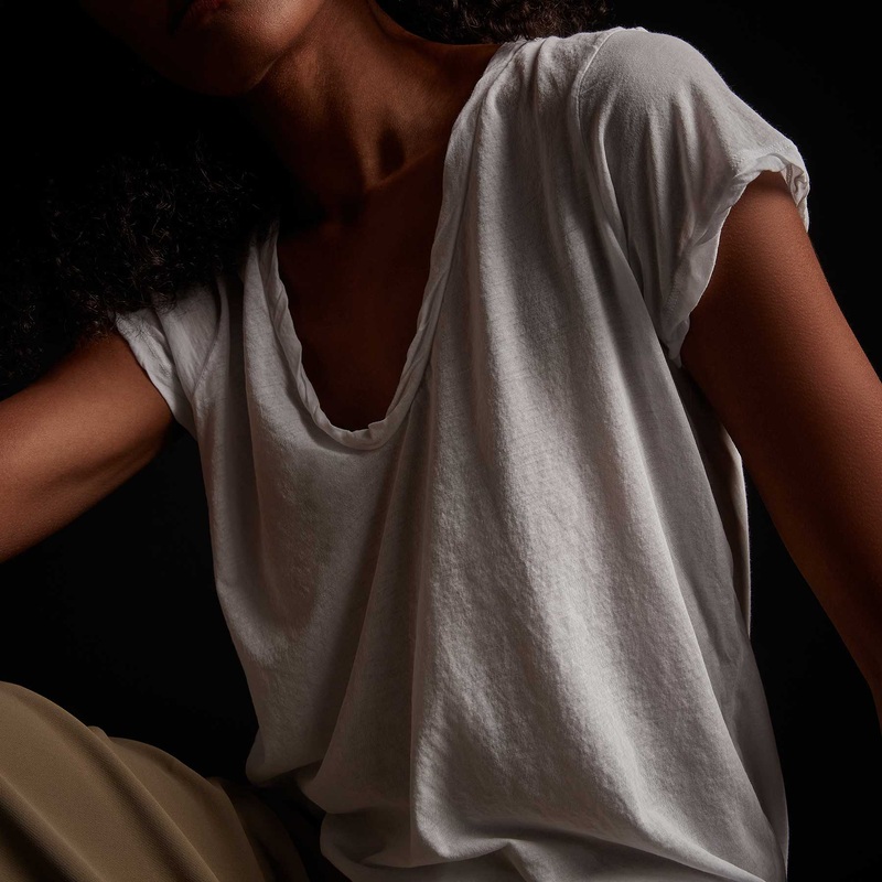 High Gauge Deep V Tee – White