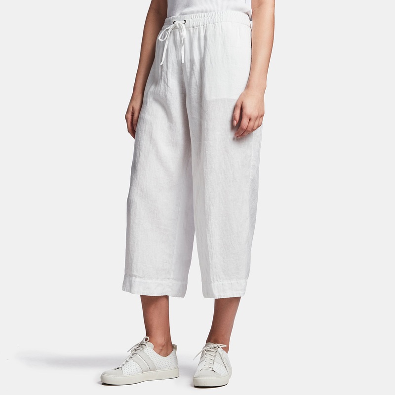 Linen Cropped Pant – White