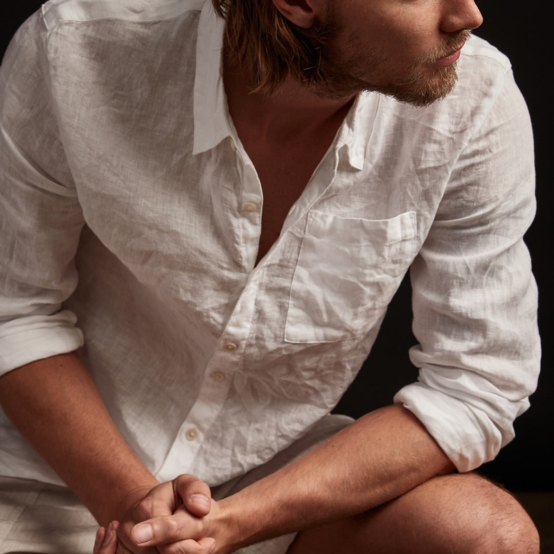 Long Sleeve Linen Pocket Shirt – White