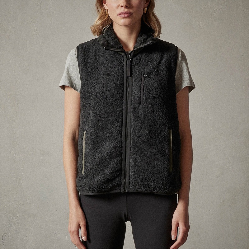 Side Zip Sherpa Vest – Black