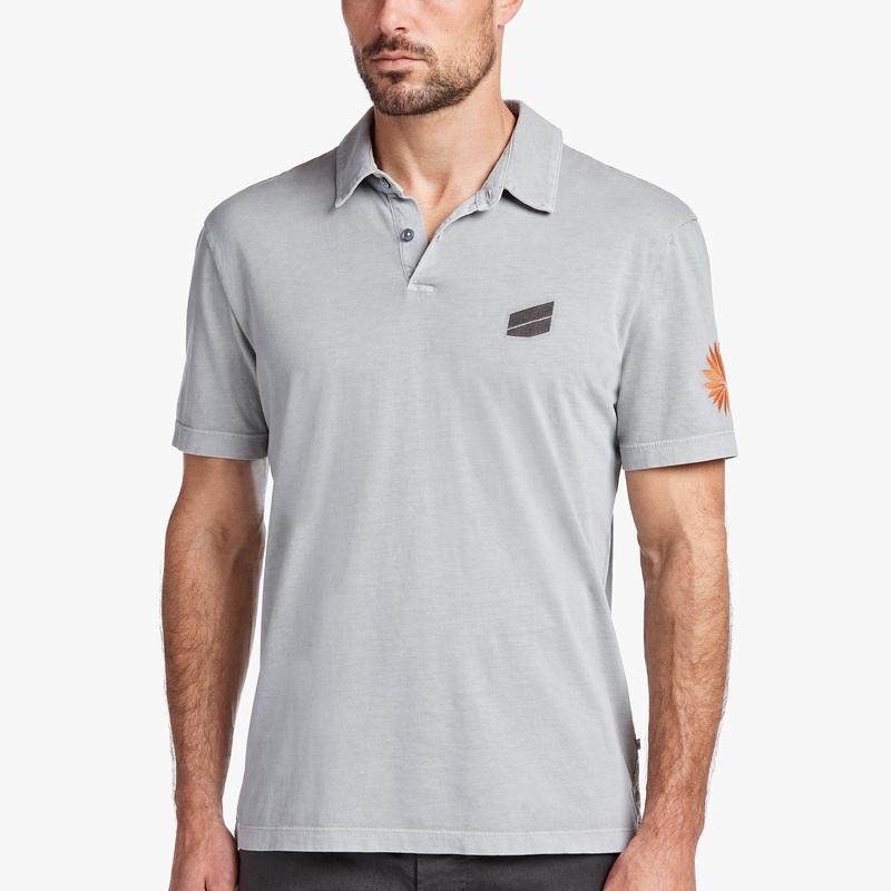 Sueded Jersey Bar Graphic Polo – Paver Pigment