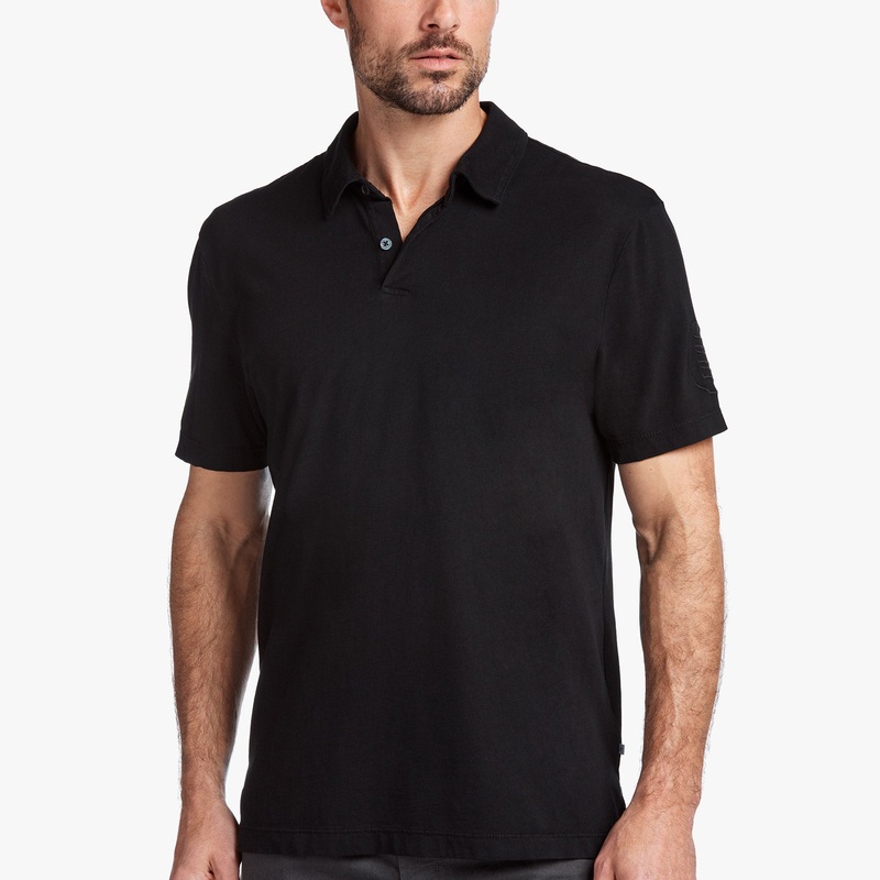 Sueded Jersey Lotus Graphic Polo – Black