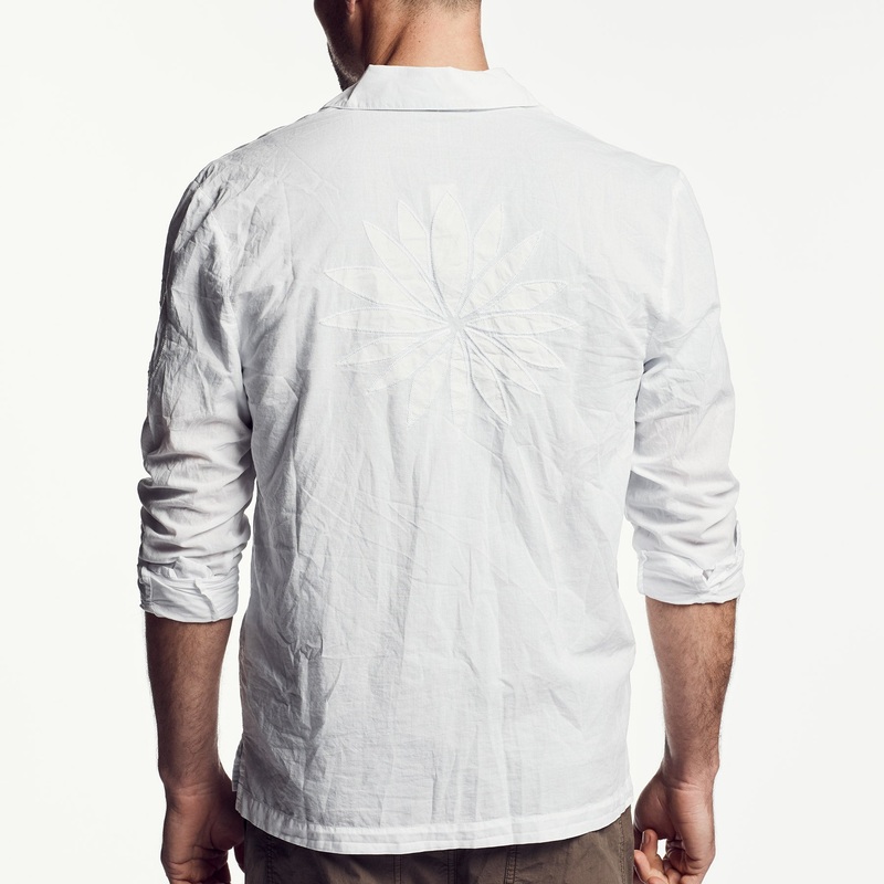 Voile Embroidered Lotus Shirt – White