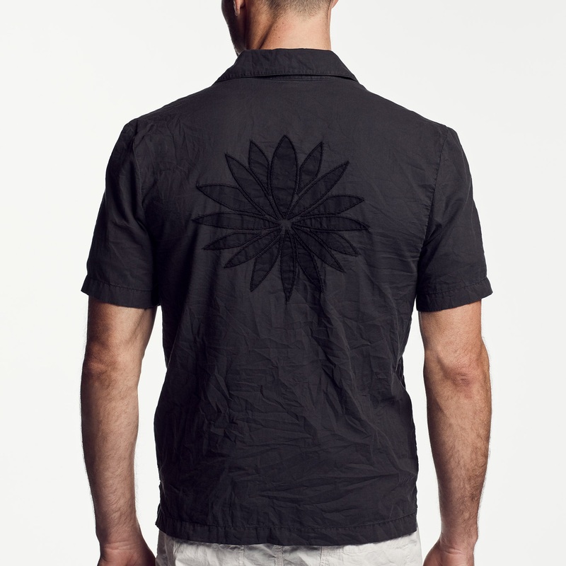 Voile Lotus Embroidered Shirt – Carbon Pigment