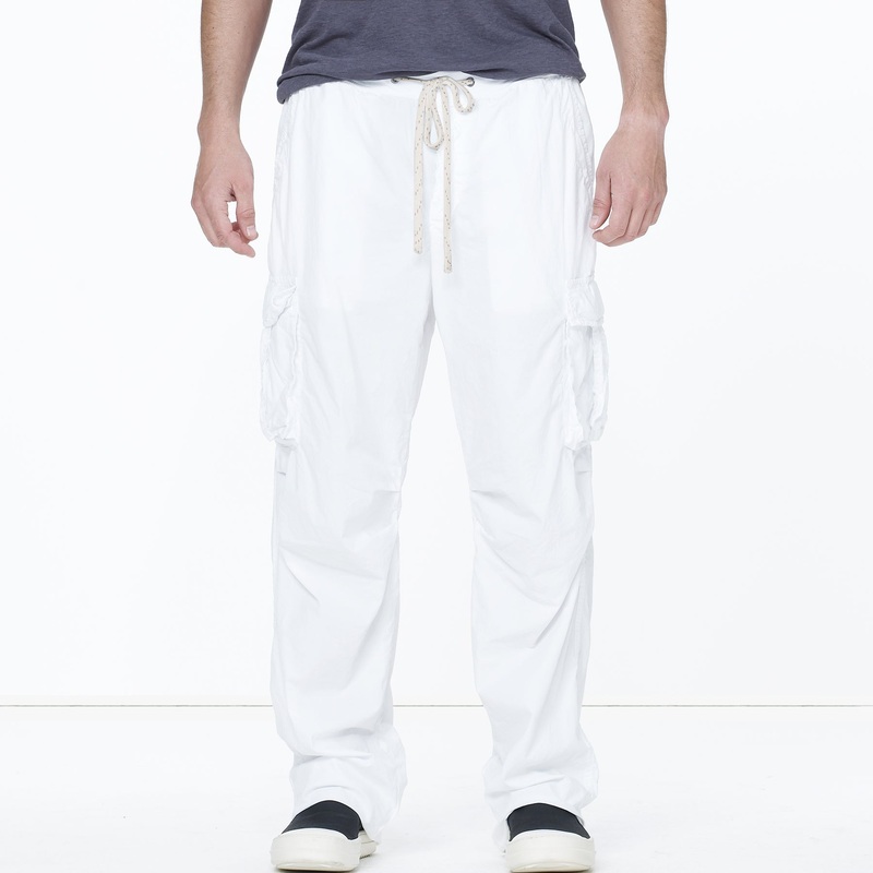 Contrast Waist Cargo Pant – White