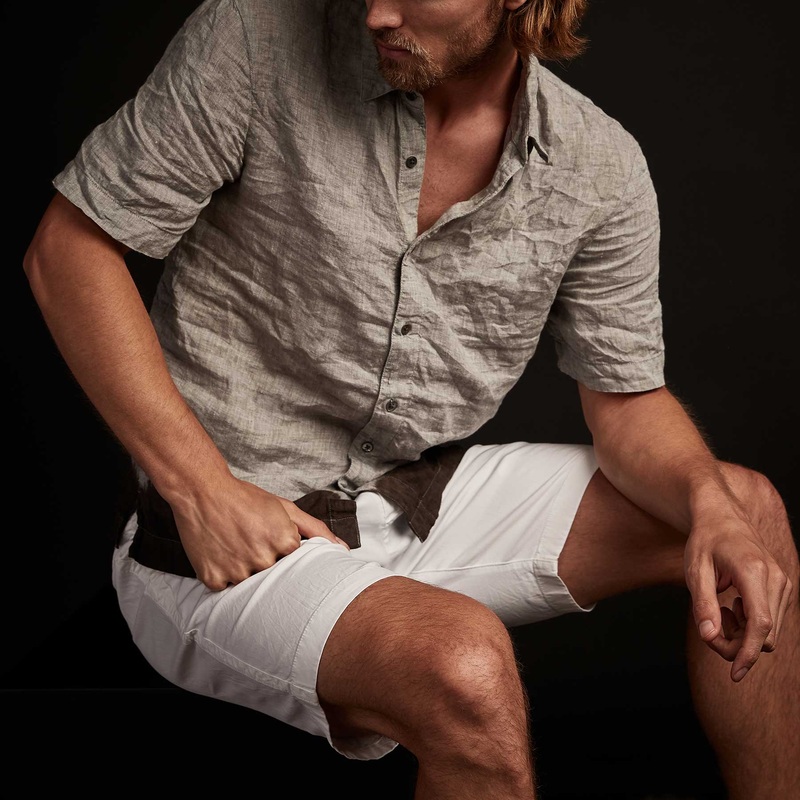 Dip Dyed Short Sleeve Linen Shirt – Char/Black