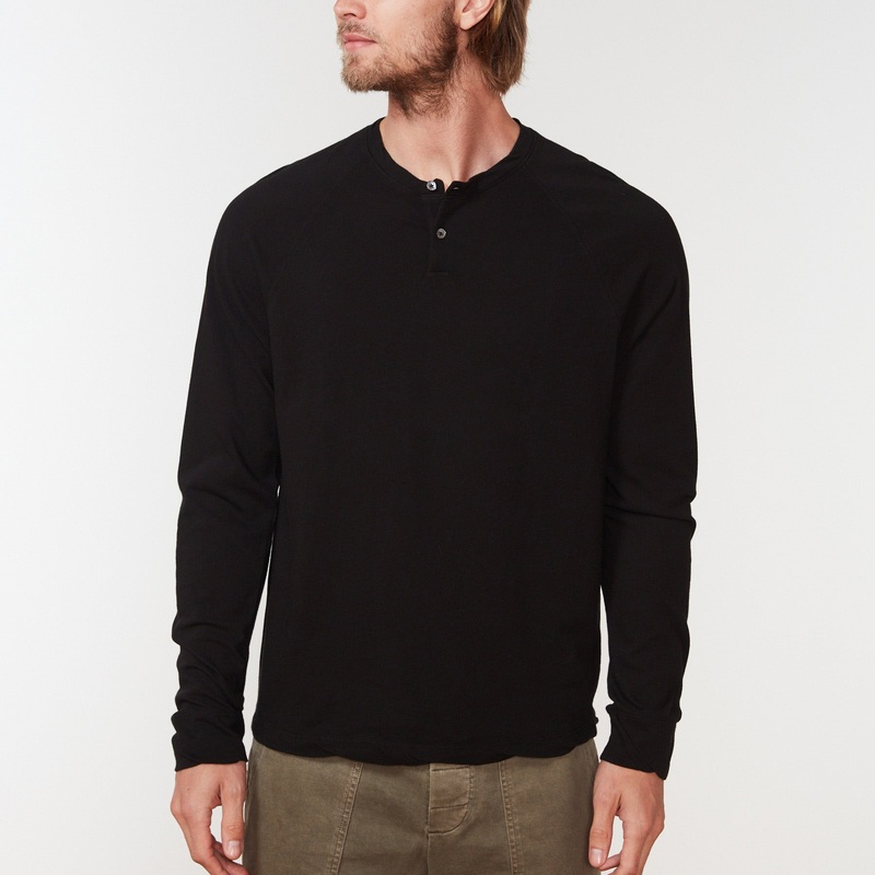 Jersey Raglan Henley – Black