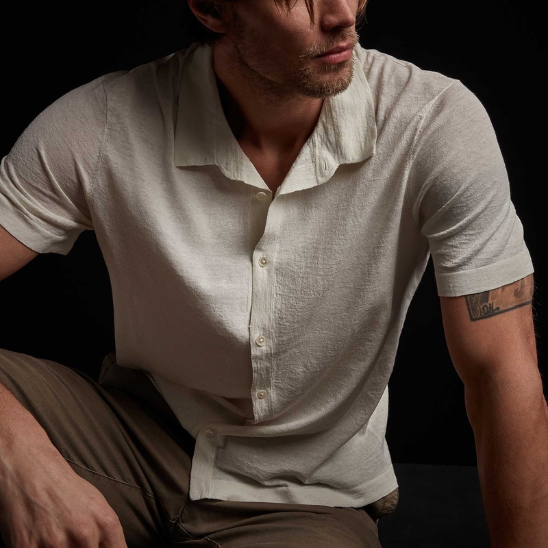 Linen Blend Knit Shirt – Celadon