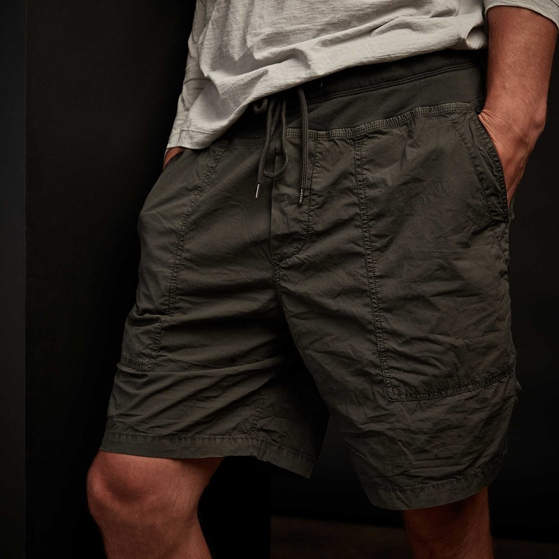 Mixed Media Stretch Poplin Short – Marsh Pigment