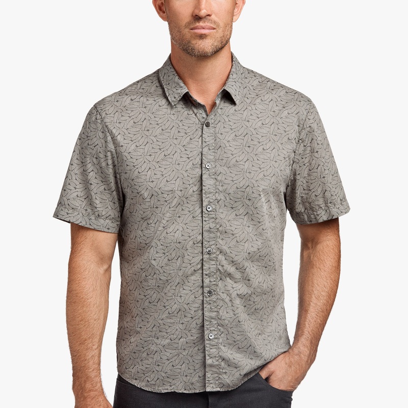 Overdyed Leaf Print Shirt – Paver Pigment