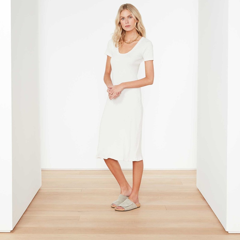 Rib U Neck Dress – Oyster
