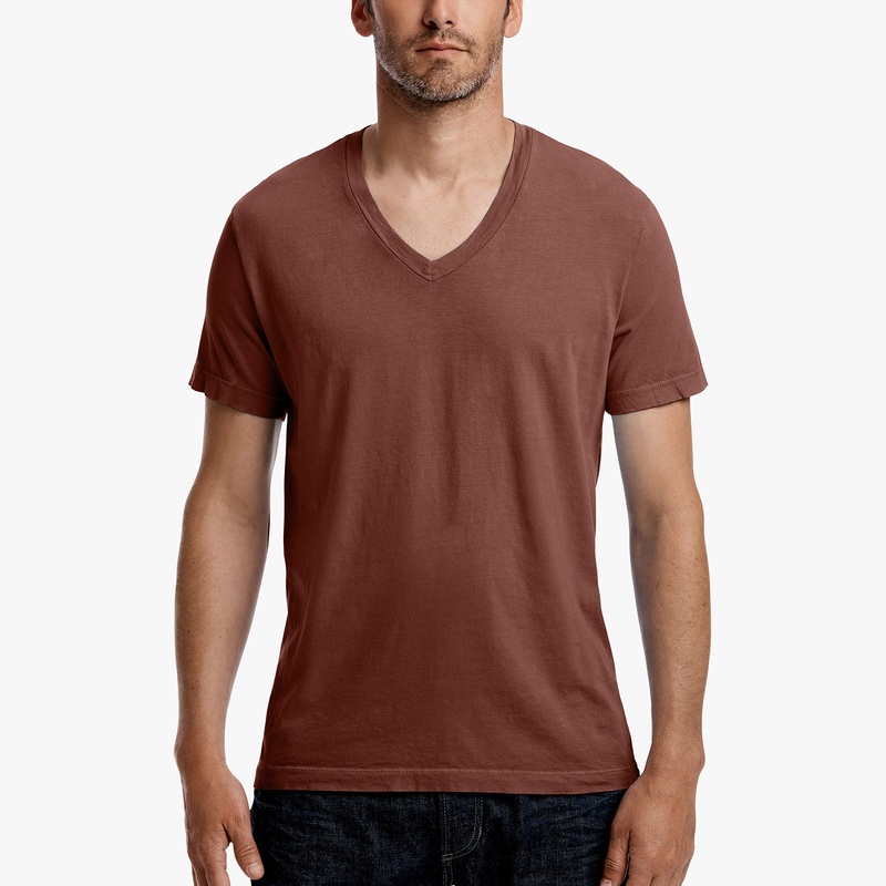 Short Sleeve V Neck – Red Clay Pigment