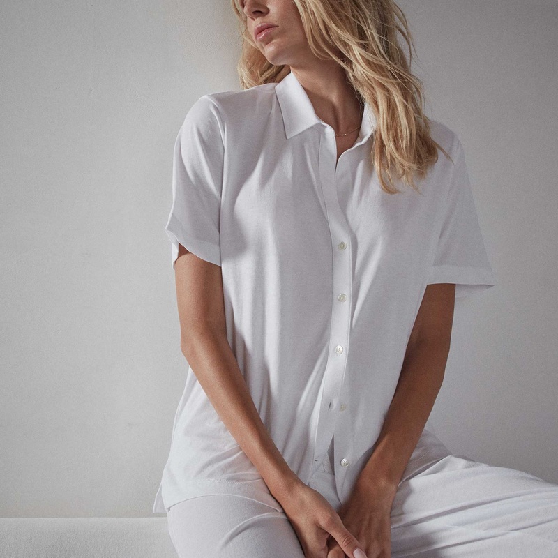 Clean Finish Jersey Camp Shirt – White