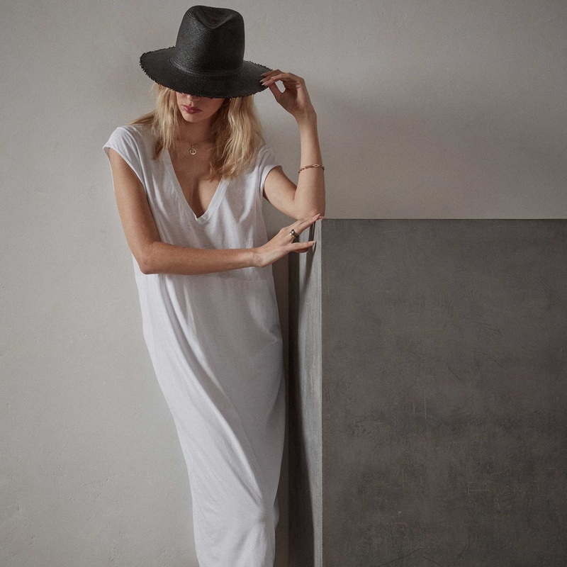 Deep V Double Layer Dress – White