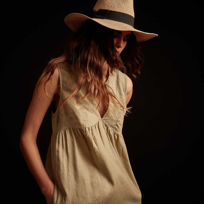 Lightweight Linen Sleeveless Empire Dress – Paste Pigment