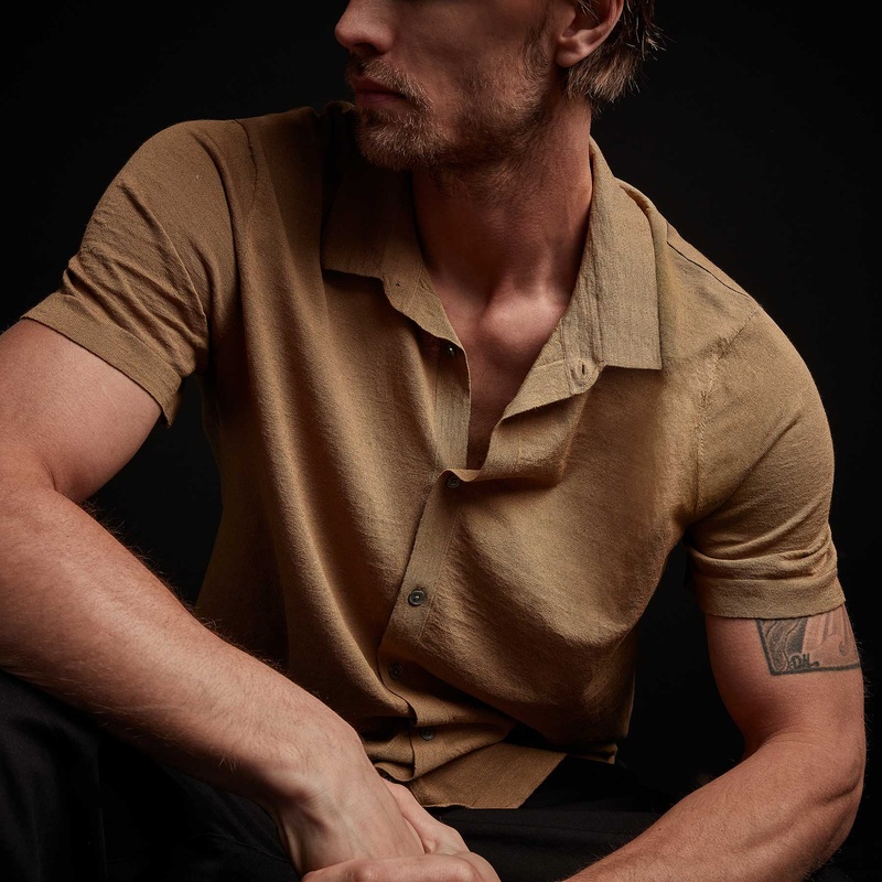 Linen Blend Knit Shirt – Bronze