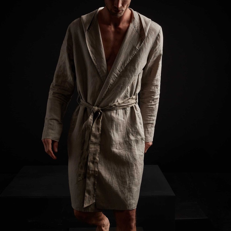 Linen Hooded Robe – Fume Pigment