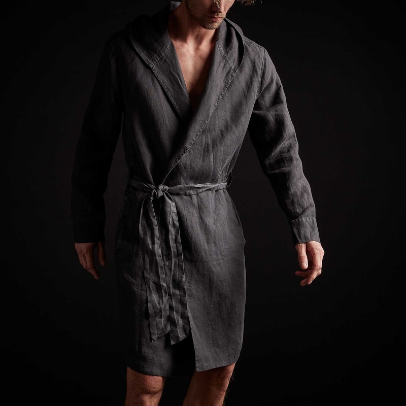 Linen Hooded Robe – Magma Pigment