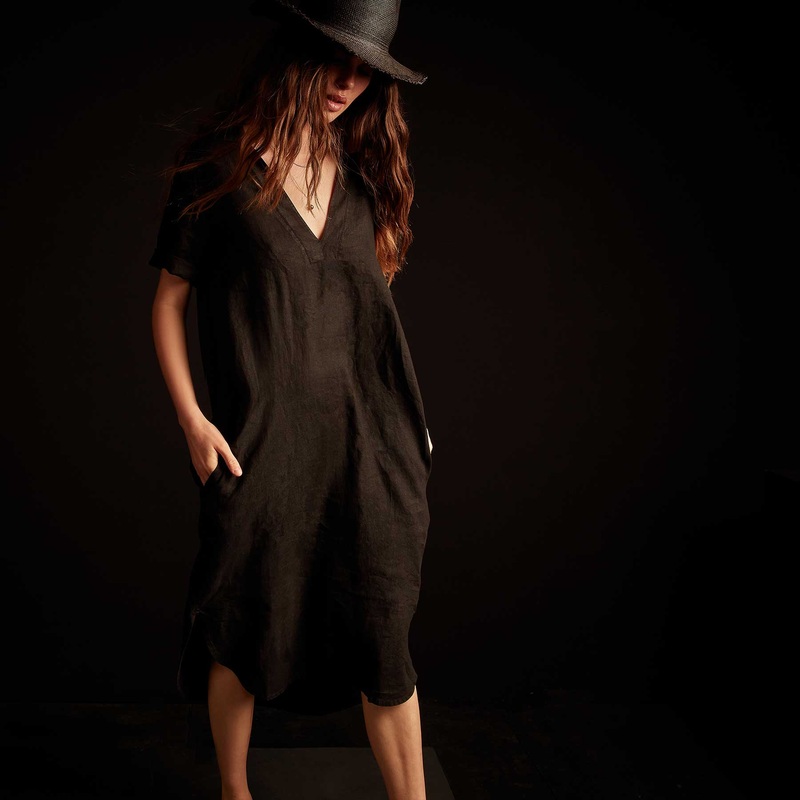 Linen Shift Dress – Black